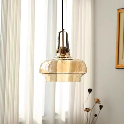 Traditional French Transparent Dome Metal Glass LED Pendant Light For Bedroom