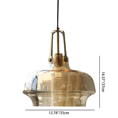 Traditional French Transparent Dome Metal Glass LED Pendant Light For Bedroom