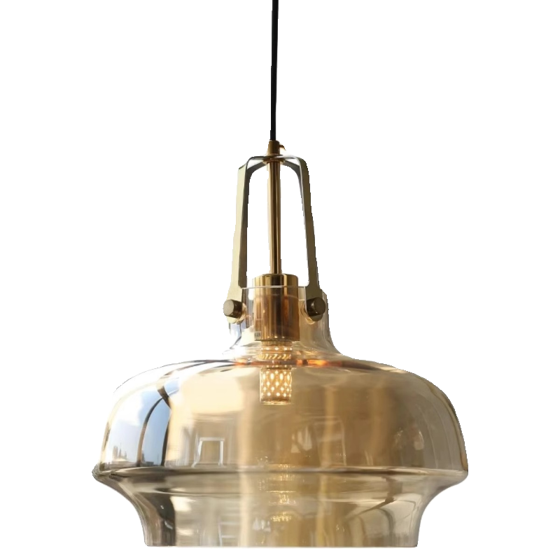 Traditional French Transparent Dome Metal Glass LED Pendant Light For Bedroom