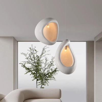 Contemporary Creative Half Nest Oval High Density Polystyrene 1-Light Pendant Light For Living Room