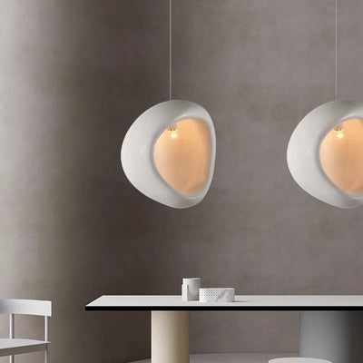 Contemporary Creative Half Nest Oval High Density Polystyrene 1-Light Pendant Light For Living Room