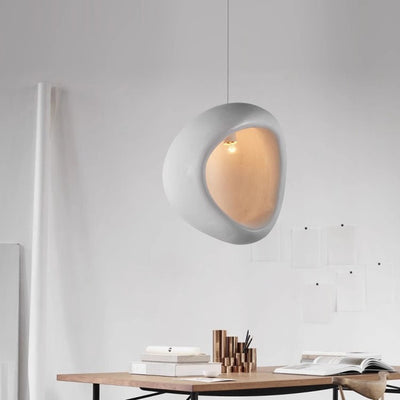 Contemporary Creative Half Nest Oval High Density Polystyrene 1-Light Pendant Light For Living Room