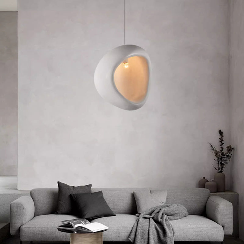 Contemporary Creative Half Nest Oval High Density Polystyrene 1-Light Pendant Light For Living Room