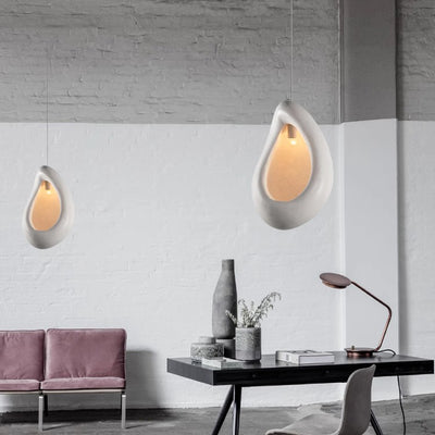 Contemporary Creative Half Nest Oval High Density Polystyrene 1-Light Pendant Light For Living Room