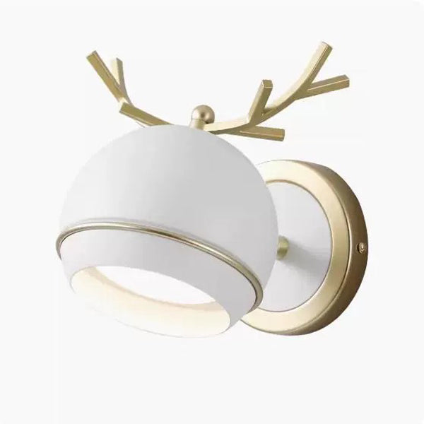 Contemporary Creative Antlers Globe Iron 1-Light Wall Sconce Lamp For Bedroom