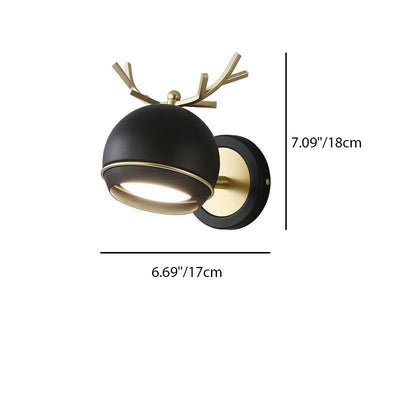 Contemporary Creative Antlers Globe Iron 1-Light Wall Sconce Lamp For Bedroom