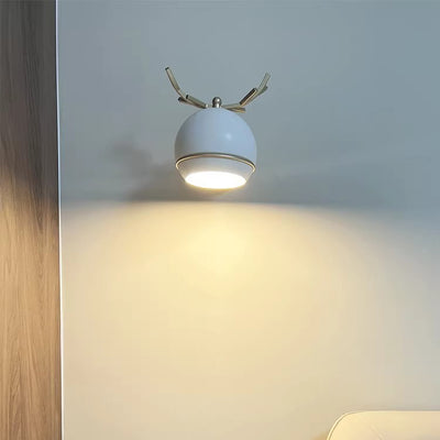 Contemporary Creative Antlers Globe Iron 1-Light Wall Sconce Lamp For Bedroom