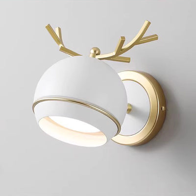 Contemporary Creative Antlers Globe Iron 1-Light Wall Sconce Lamp For Bedroom