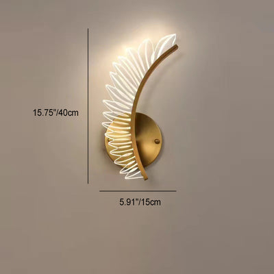 Contemporary Scandinavian Coconut Leaf Curved Iron Acrylic LED Wall Sconce Lamp For Bedroom