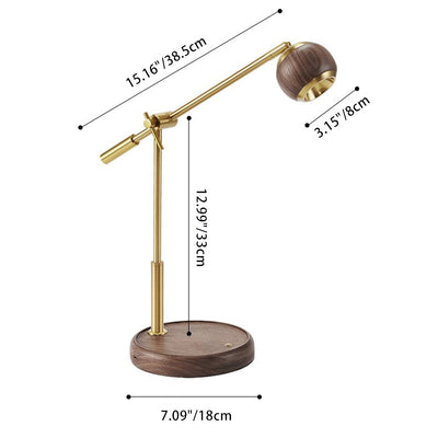 Contemporary Nordic Sphere Black Walnut Aluminum LED Table Lamp For Bedroom