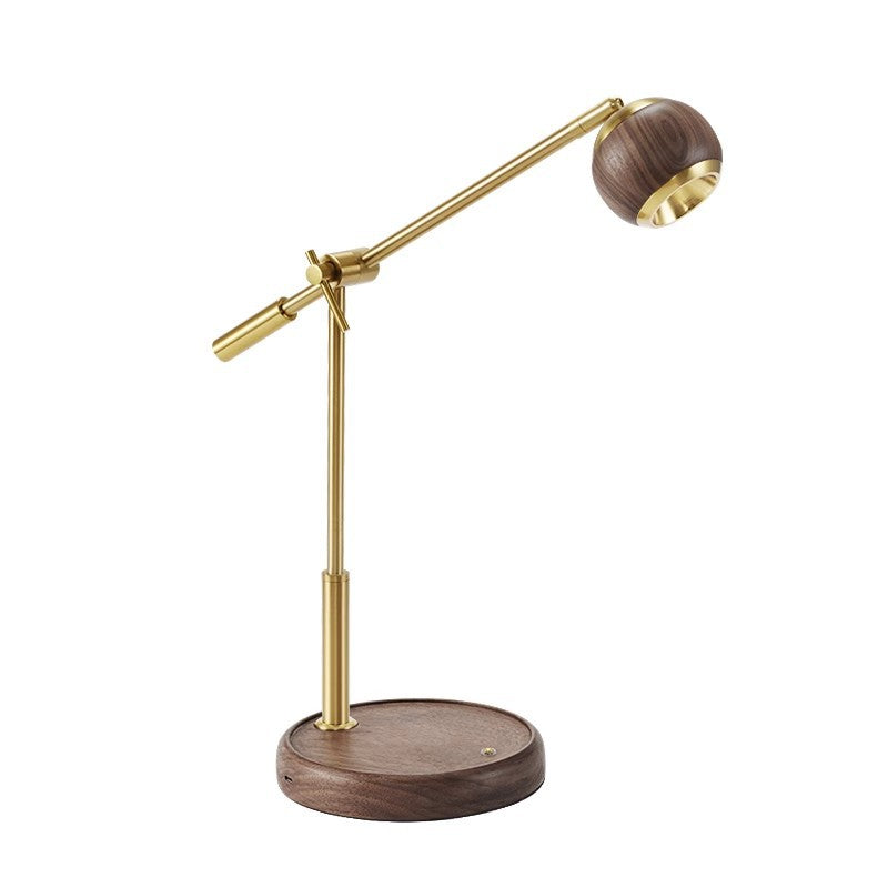 Contemporary Nordic Sphere Black Walnut Aluminum LED Table Lamp For Bedroom