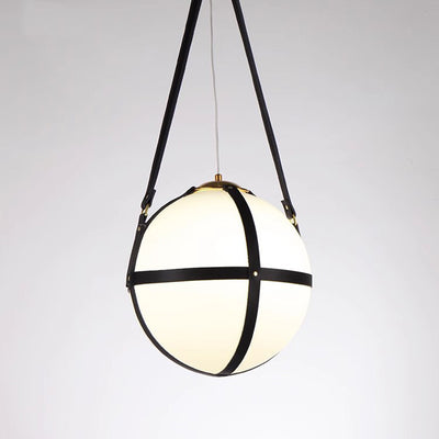 Modern Minimalist Globe Leather Iron 1-Light Pendant Light For Bedroom