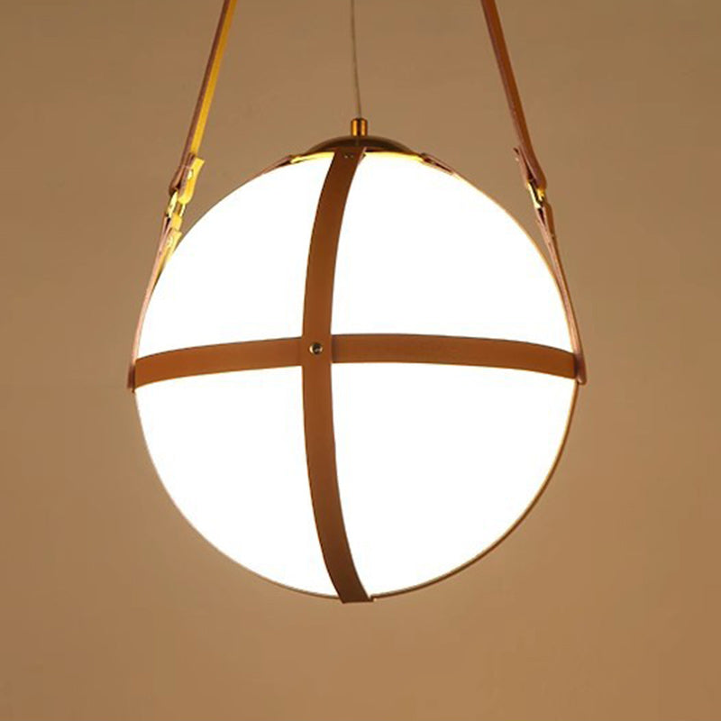 Modern Minimalist Globe Leather Iron 1-Light Pendant Light For Bedroom