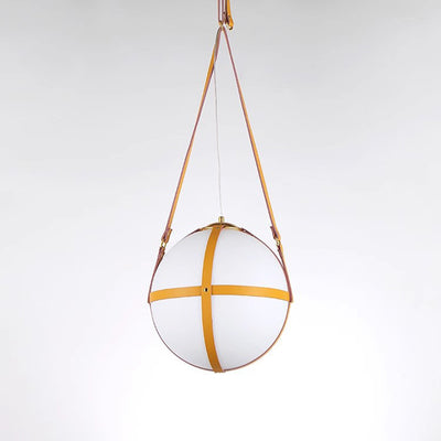 Modern Minimalist Globe Leather Iron 1-Light Pendant Light For Bedroom