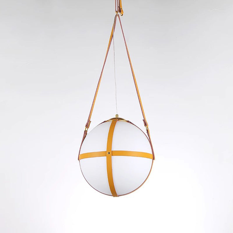 Modern Minimalist Globe Leather Iron 1-Light Pendant Light For Bedroom