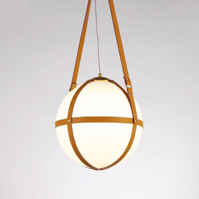 Modern Minimalist Globe Leather Iron 1-Light Pendant Light For Bedroom