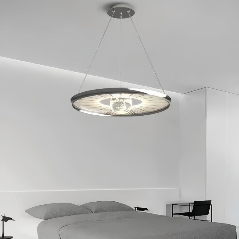 Modern Simplicity Round Iron Acrylic LED Chandelier For Bedroom