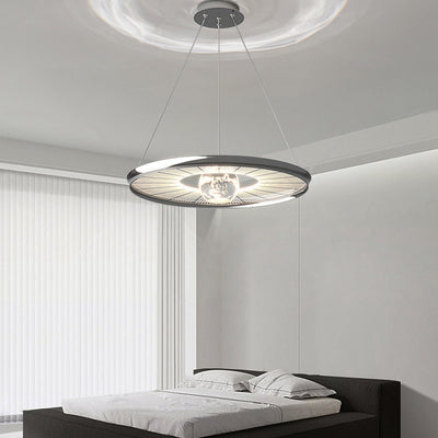 Modern Simplicity Round Iron Acrylic LED Chandelier For Bedroom