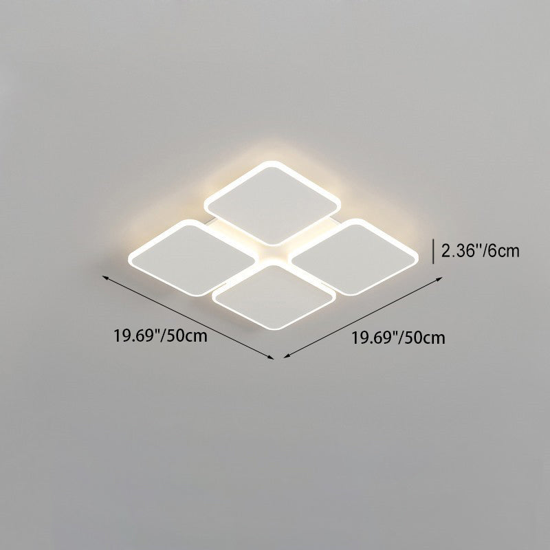 Modern Simplicity Clover Round Iron Acrylic LED Semi-Flush Mount Ceiling Light For Bedroom