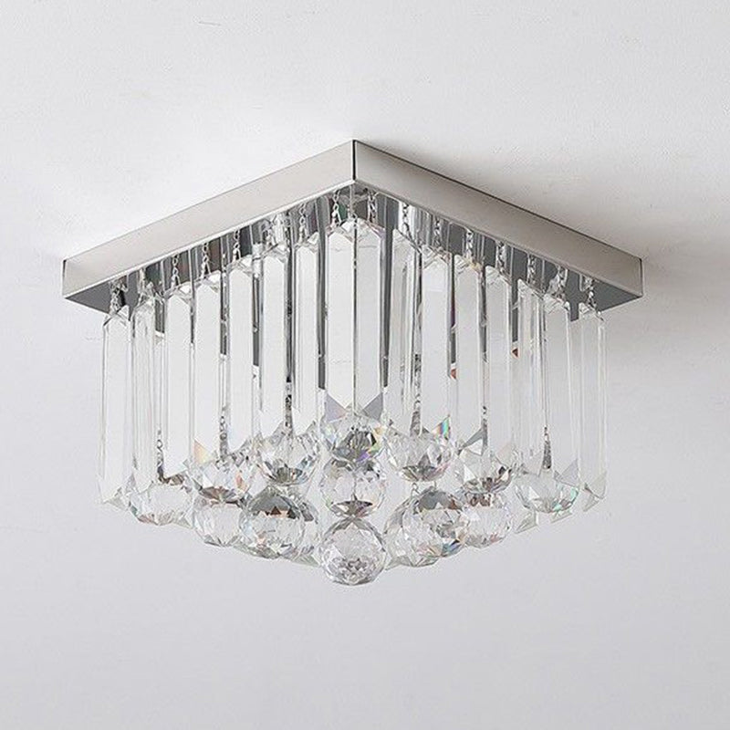 Modern Luxury Cylinder Stainless Steel Crystal 1-Light Semi-Flush Mount Ceiling Light For Living Room