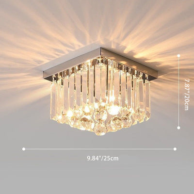 Modern Luxury Cylinder Stainless Steel Crystal 1-Light Semi-Flush Mount Ceiling Light For Living Room