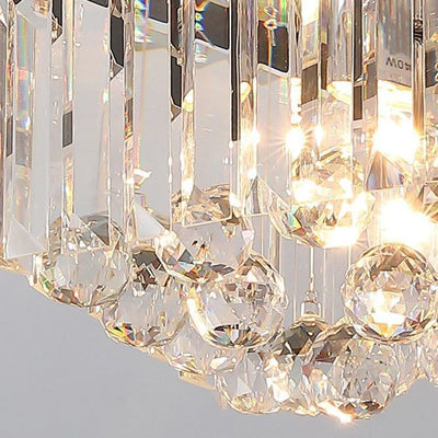 Modern Luxury Cylinder Stainless Steel Crystal 1-Light Semi-Flush Mount Ceiling Light For Living Room