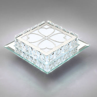 Modern Simplicity Square Glass Crystal LED Semi-Flush Mount Ceiling Light For Hallway