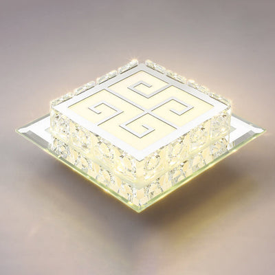 Modern Simplicity Square Glass Crystal LED Semi-Flush Mount Ceiling Light For Hallway