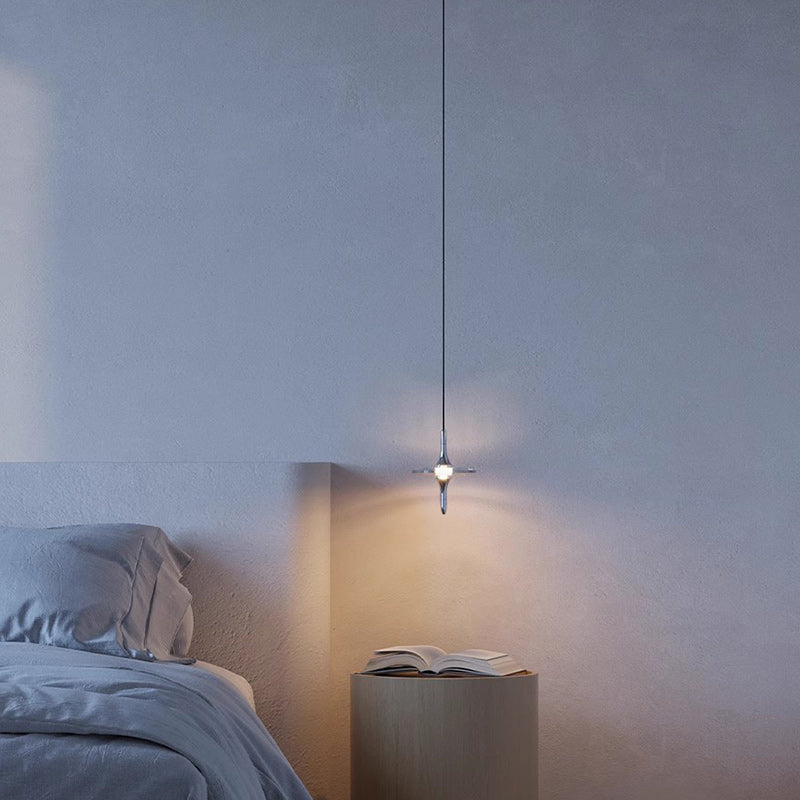 Modern Simplicity Cone Metal Crystal LED Pendant Light For Bedroom