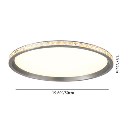 Modern Simplicity Round Aluminum Crystal Metal LED Flush Mount Ceiling Light For Bedroom