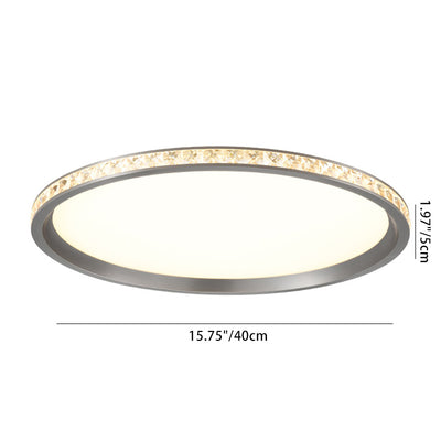 Modern Simplicity Round Aluminum Crystal Metal LED Flush Mount Ceiling Light For Bedroom