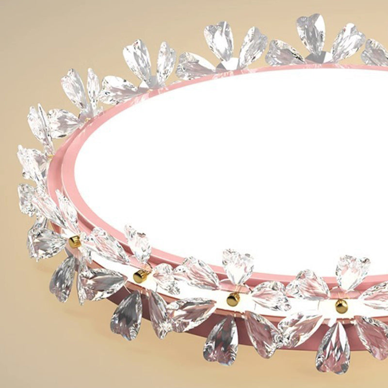 Modern Luxury Round Iron Acrylic Plastic Flower LED Flush Mount Ceiling Light For Bedroom