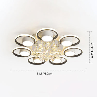 Traditional European Circle Iron Acrylic LED Semi-Flush Mount Ceiling Light For Living Room