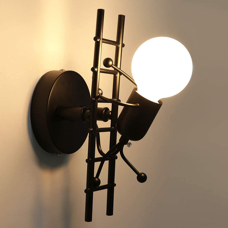 Contemporary Creative Matchmaker Staircase Iron 1-Light Wall Sconce Lamp For Bedroom