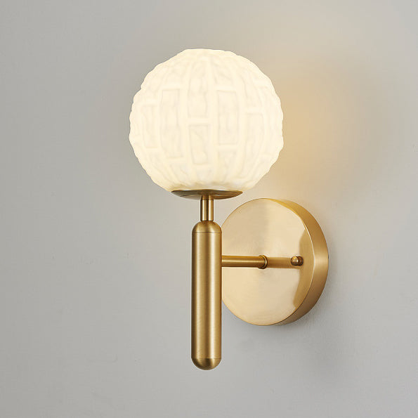 Contemporary Nordic Sphere Copper Glass 1-Light Wall Sconce Lamp For Bedroom