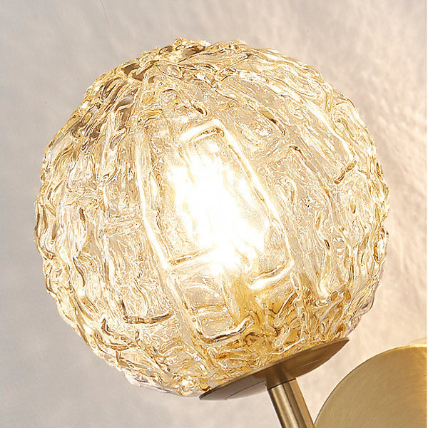 Contemporary Nordic Sphere Copper Glass 1-Light Wall Sconce Lamp For Bedroom