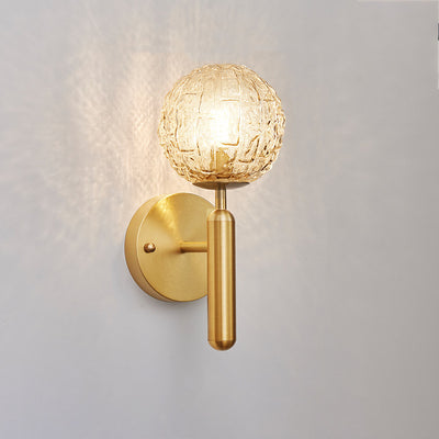 Contemporary Nordic Sphere Copper Glass 1-Light Wall Sconce Lamp For Bedroom