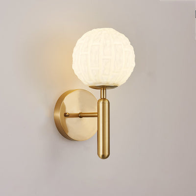 Contemporary Nordic Sphere Copper Glass 1-Light Wall Sconce Lamp For Bedroom