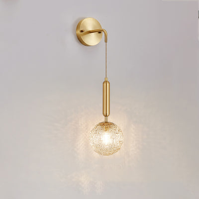 Contemporary Nordic Sphere Copper Glass 1-Light Wall Sconce Lamp For Bedroom