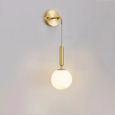 Contemporary Nordic Sphere Copper Glass 1-Light Wall Sconce Lamp For Bedroom