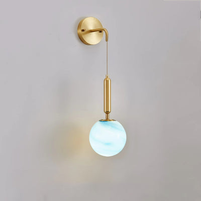 Contemporary Nordic Sphere Copper Glass 1-Light Wall Sconce Lamp For Bedroom