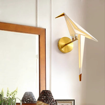 Contemporary Creative Bird Iron Acrylic LED Wall Sconce Lamp For Bedroom