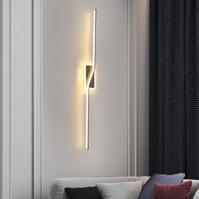 Contemporary Nordic Long Strip Iron Silicone LED Wall Sconce Lamp For Living Room