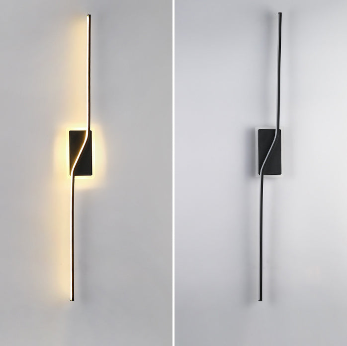 Contemporary Nordic Long Strip Iron Silicone LED Wall Sconce Lamp For Living Room