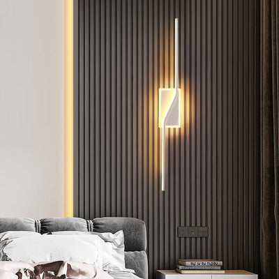 Contemporary Nordic Long Strip Iron Silicone LED Wall Sconce Lamp For Living Room