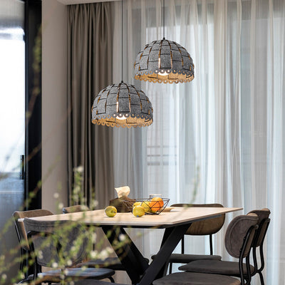 Contemporary Nordic Dome Iron Felt 1-Light Pendant Light For Living Room