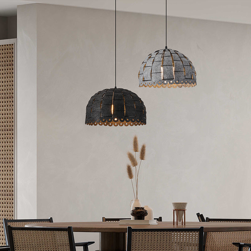 Contemporary Nordic Dome Iron Felt 1-Light Pendant Light For Living Room