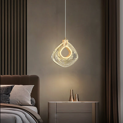 Modern Luxury Diamond Aluminum Metal Acrylic LED Pendant Light For Bedroom