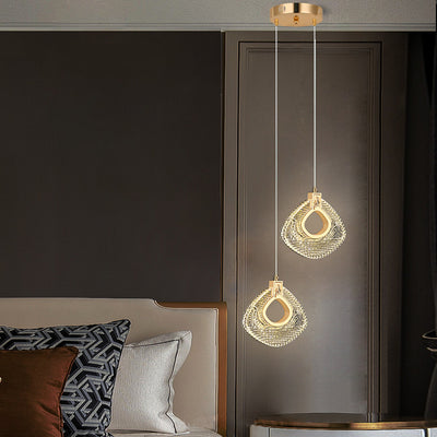 Modern Luxury Diamond Aluminum Metal Acrylic LED Pendant Light For Bedroom