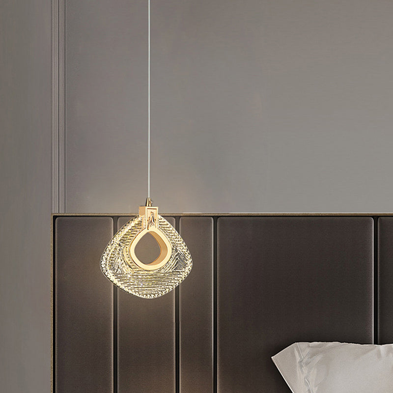 Modern Luxury Diamond Aluminum Metal Acrylic LED Pendant Light For Bedroom